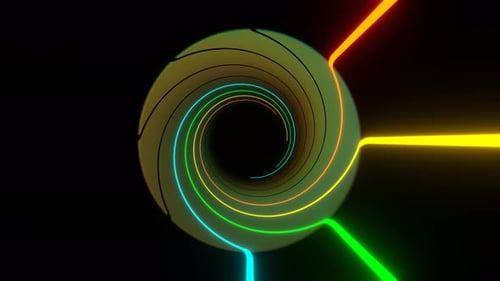 Rainbow Rotating Spiral Lines Strobe Background Vj Loop In 4K