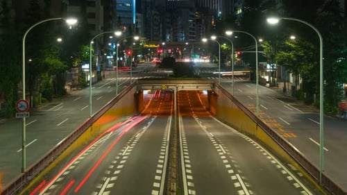 City Street Time Lapse at Night