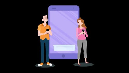 Flat Design Animation of People Using Messaging App