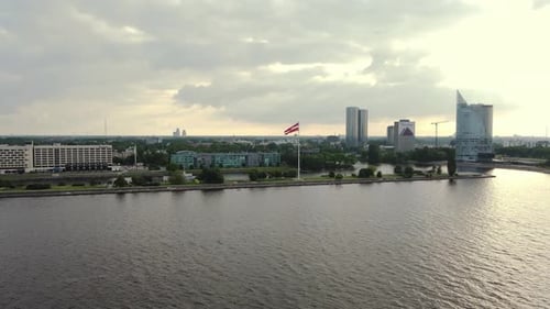 Aerial View of Cityscape and River