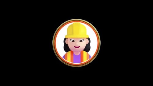 Rotating 3D Animated Female Construction Worker Icon