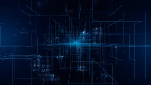 Futuristic Digital Countdown with Glowing Pixel Numbers