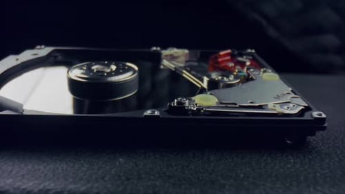 Hard Disk Drive, Close up of a hard disk drive reading and writing data