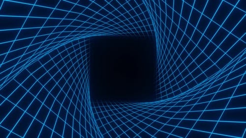 Retro-Synthwave-Animationshintergrund mit quadratischen Tunnel-Illusionen