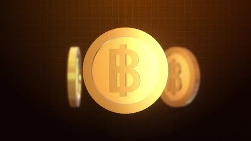 Animation der Goldmünze mit dem Baht-Währungssymbol