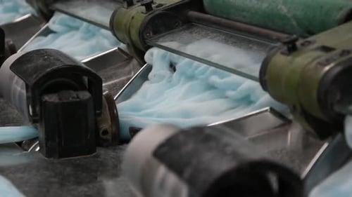 Close Up of Industrial Textile Production Machinery