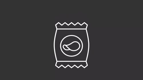 Animated Minimalist Line Icon of a Chip Bag