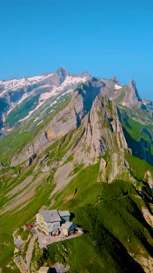 Ebenalp to Schafler Mountain Ridge Swiss at Sunset Swiss Alpstein Appenzell Innerrhoden Switzerland