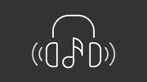 Minimalist Headphones and Musical Note Line Art Animation