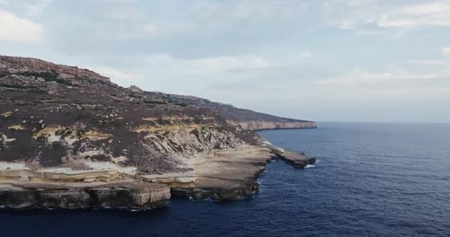 Aerial View of the Nature Landscape of the Seashore on the Island of Malta