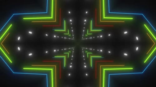 Vibrant neon tunnel animation with dynamic light effects