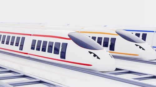 Animated High-Speed Trains Moving on Parallel Tracks