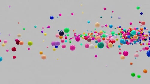 Dynamische Animation von Kugeln verschiedener Farben, die sich zufällig im Raum bewegen