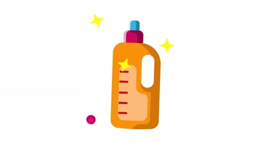 Detergent Bottle Icon Loop Animation with Alpha Channel