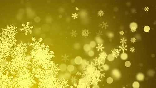 Festive Golden Snowflakes and Bokeh Lights Background