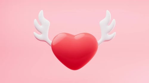 Loop animation of love heart flying with wings