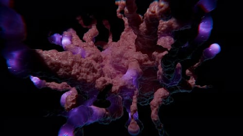 Complex Textured Organic Cell with Glowing Purple Energy