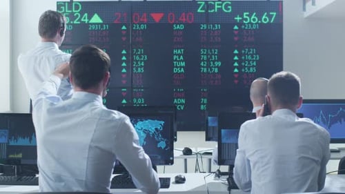 Stock Market Data Displayed in a Modern Office Setting