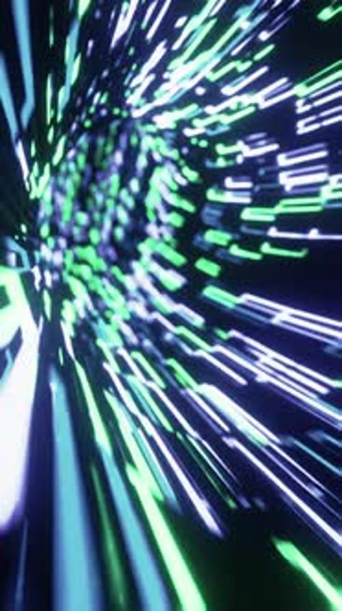 Flying In A Neon Tunnel. Vertical