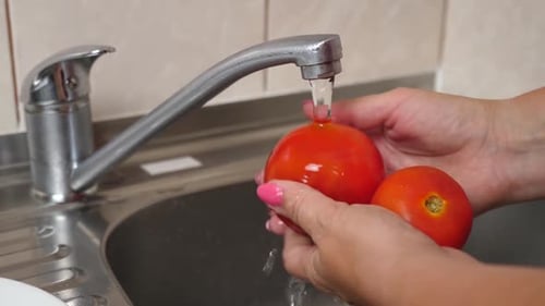 107 1. Lave los tomates con agua corriente y póngalos en un plato.