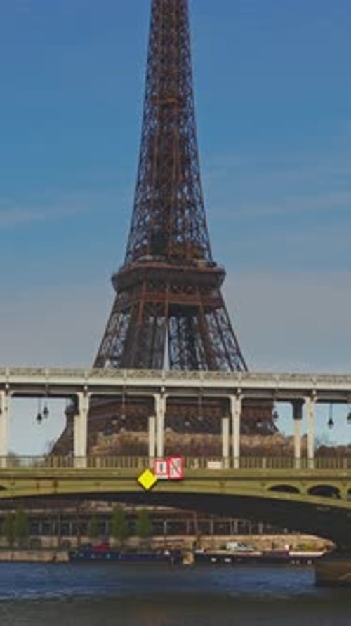 Paris France Time Lapse Vertical City Skyline Timelapse with Street and Architecture Building in