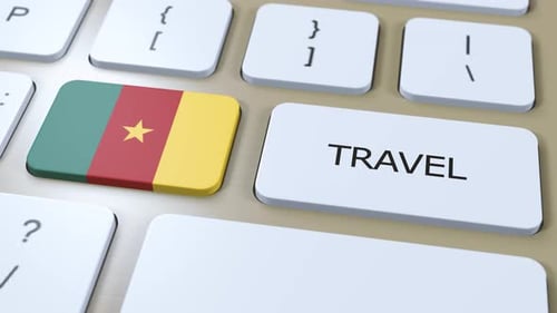 Travel to Cameroon: Flag Button Press on Computer Keyboard
