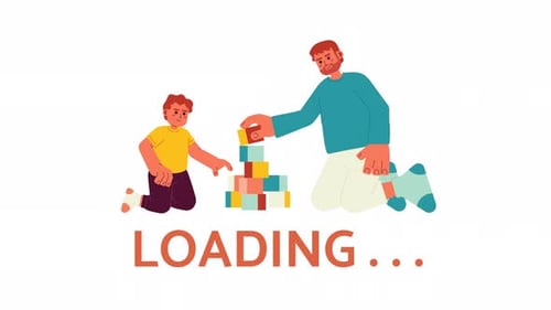 Padre e hijo jugando a la animación de carga en 2D