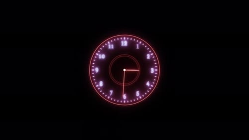 Reloj analógico con fondo negro aislado
