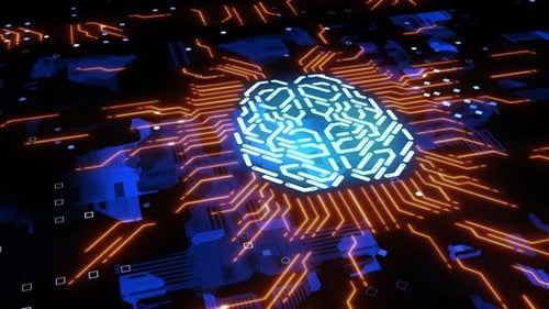 advanced computer computing technology. animation the electronic brain processes