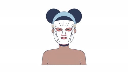 Animated Flat Design Illustration of Person with Face Mask