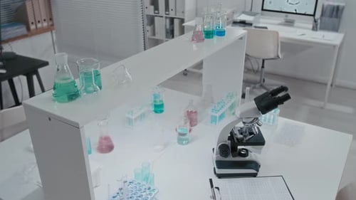 Laboratory Equipment and Microscope in Sterile Environment