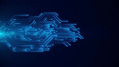 Digital Circuit Board Data Stream Animation