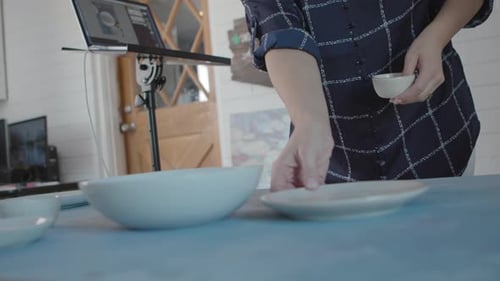 Close Up of Plates Beautifully Arranged by a Food Stylist in Her