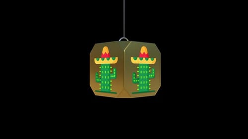 Golden Decorative Cactus Sombrero Spinning Ornament