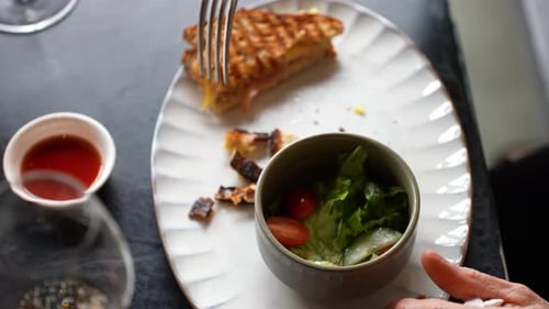 Tasty delicious dinner at luxury restaurant, close up