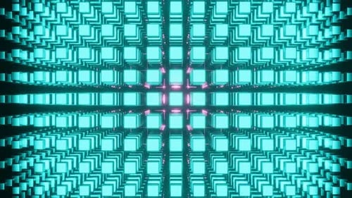 Cyan and Pink Abstract Cube Volume Background VJ Loop in HD