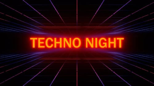 Deep Blue And Orange Neon Strobe Sign Techno Night Background Vj Loop In 4K
