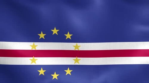 Realistic Cape Verde Flag Waving Seamless Loop Animation