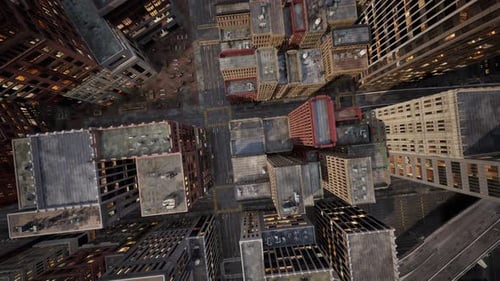 Vista desde arriba de la ciudad del edificio de rascacielos desde Zumbido