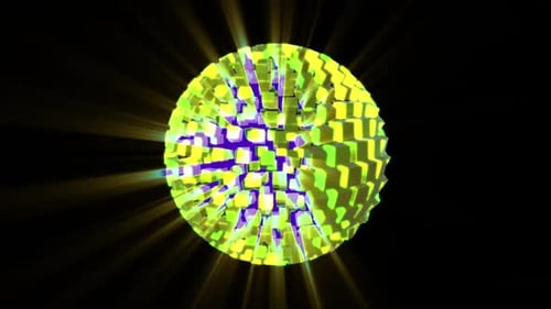 Abstract Glowing Cube Sphere Pulsating Animation
