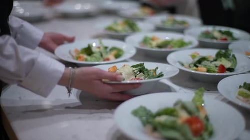 Salad Preparation for Catering Event