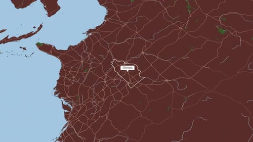 Illinois State Outline Highlight on Regional Map