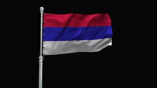 Realistic Red Blue White Tri-Color Flag Waving