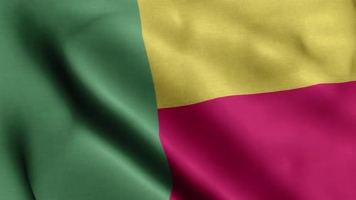 Realistic National Flag of Benin Waving Animation