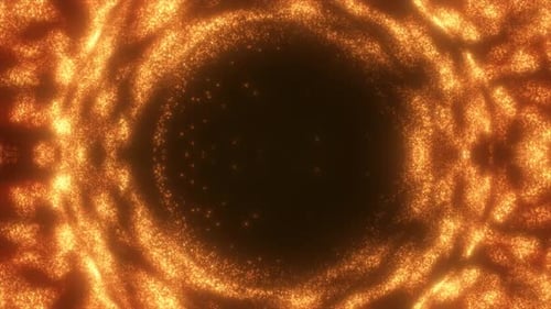 Abstract looped orange background from an energy blue magic ring of a round frame, video 4k, 60 fps