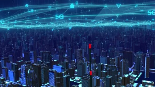 Modern Technology City Covered By 5 G Network Signal