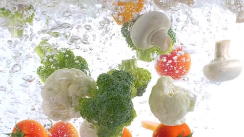 Splashing in Water Fresh Vegetables