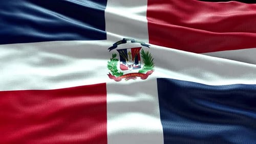 Dominican Republic Flag Waving in Realistic Fabric Animation