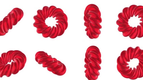 Abstract Red Spiraled Shapes on White Background