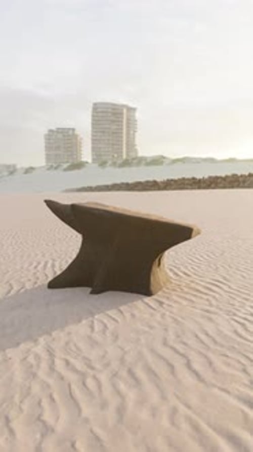 Old Anvil on a Sandy Beach